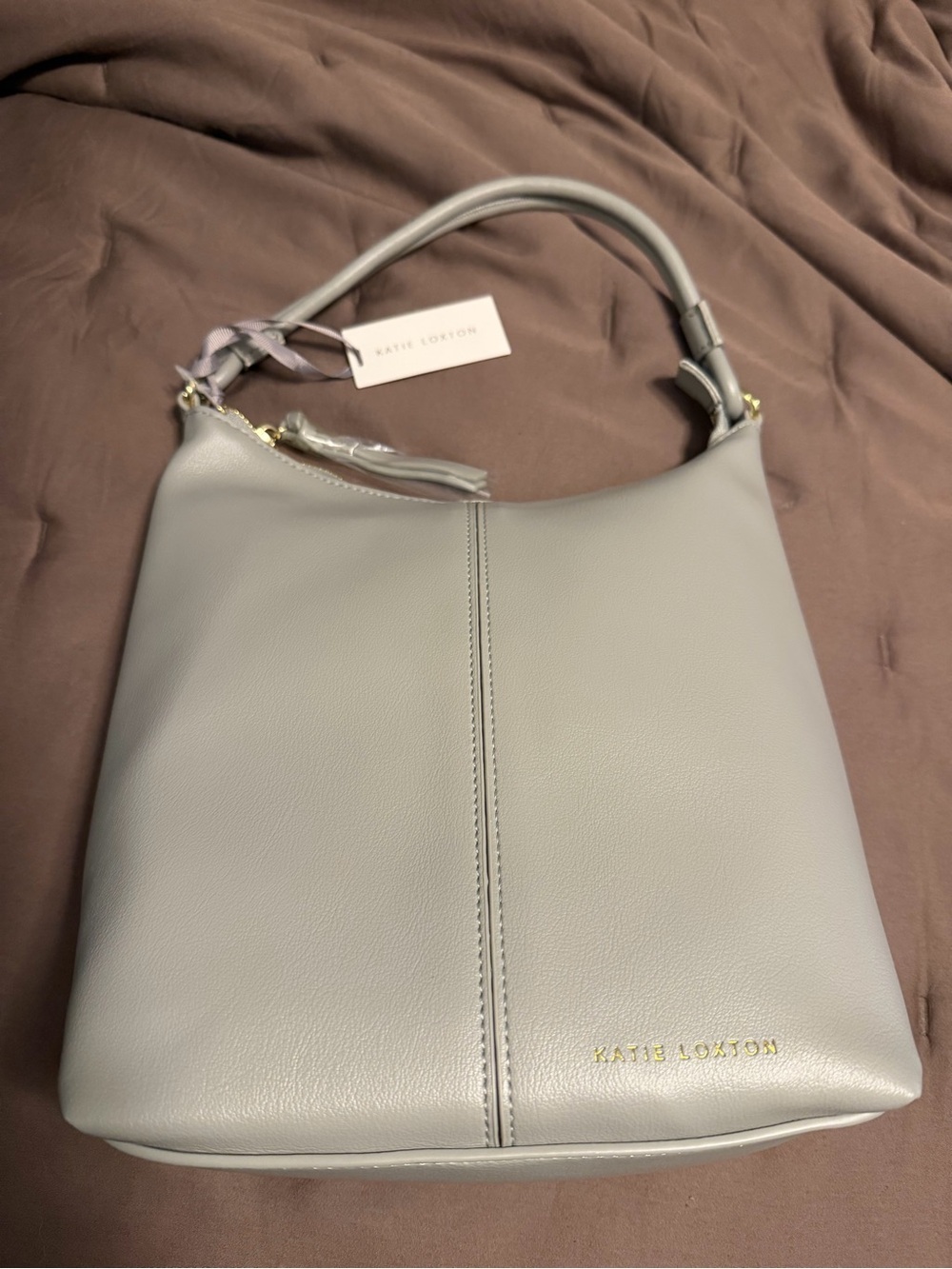 Katie Loxton Light Grey Leather Shoulder Bag